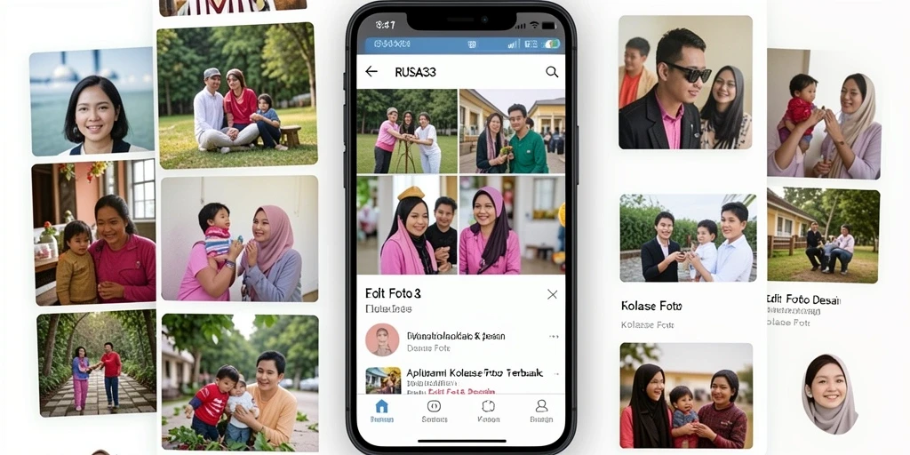 Screenshot tampilan antarmuka RUSA33 dengan berbagai fitur kolase foto.
