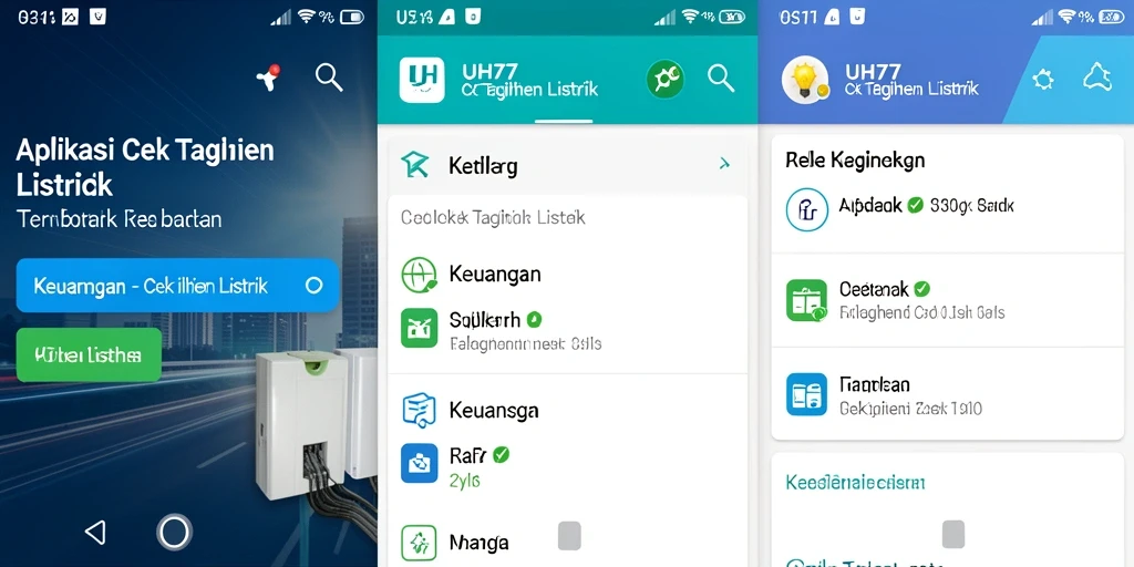 Tampilan antarmuka aplikasi UH77 untuk cek tagihan listrik.